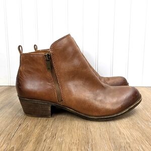 Lucky Brand Basel Brown Leather Ankle Boots